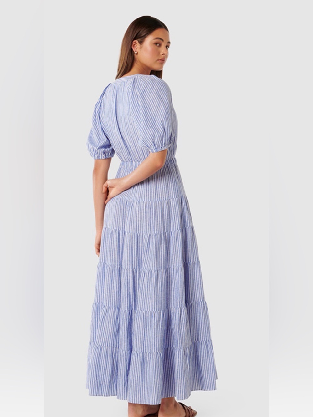 Forever New Light Blue Striped Maxi Dress